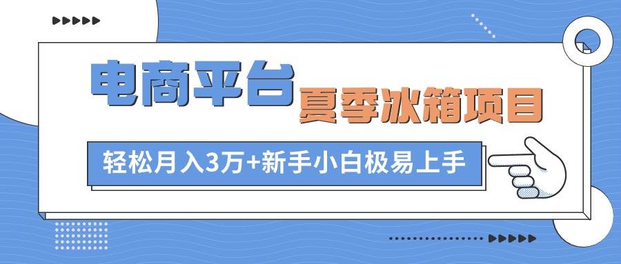 电商平台夏季冰箱项目，轻松月入3万+，新手小白极易上手倾城领域-倾城领域