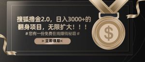 搜狐撸金2.0日入3000+，可无限扩大的翻身项目倾城领域-倾城领域