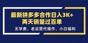 最新拼多多合作日入3K+两天销量过百单，无学费、老运营代操作、小白福利倾城领域-倾城领域