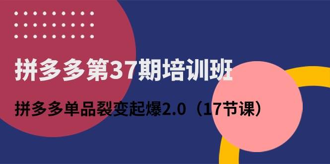 拼多多第37期培训班：拼多多单品裂变起爆2.0（17节课）倾城领域-倾城领域