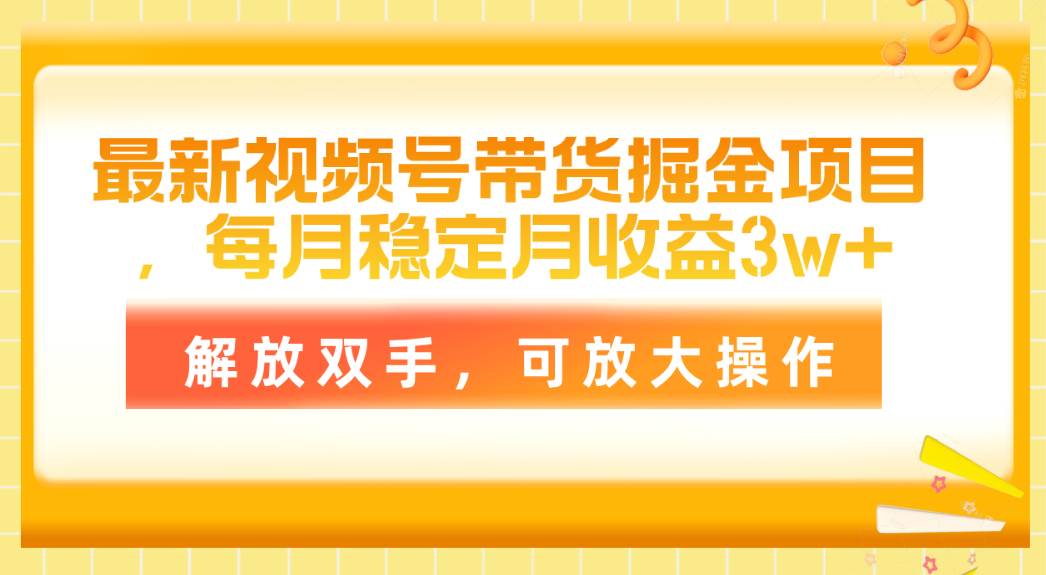 最新视频号带货掘金项目，每月稳定月收益3w+，解放双手，可放大操作倾城领域-倾城领域