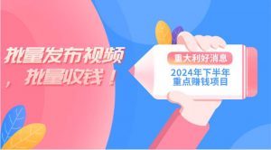 2024年下半年重点赚钱项目：批量剪辑，批量收益。一台电脑即可 新手小…倾城领域-倾城领域