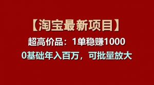 【淘宝项目】超高价品：1单赚1000多，0基础年入百万，可批量放大倾城领域-倾城领域