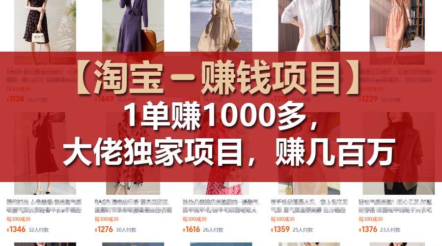 【淘宝赚钱项目】1单可赚1000多，大佬独家项目，年赚几百万倾城领域-倾城领域