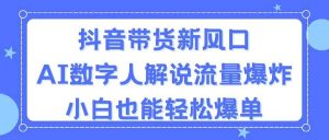 抖音带货新风口，AI数字人解说，流量爆炸，小白也能轻松爆单倾城领域-倾城领域