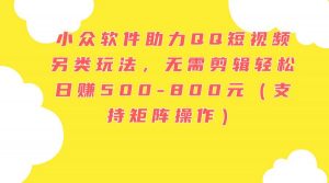 小众软件助力QQ短视频另类玩法，无需剪辑轻松日赚500-800元（支持矩阵…倾城领域-倾城领域