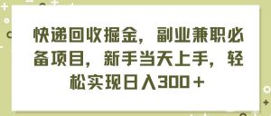 快递回收掘金，副业兼职必备项目，新手当天上手，轻松实现日入300＋倾城领域-倾城领域