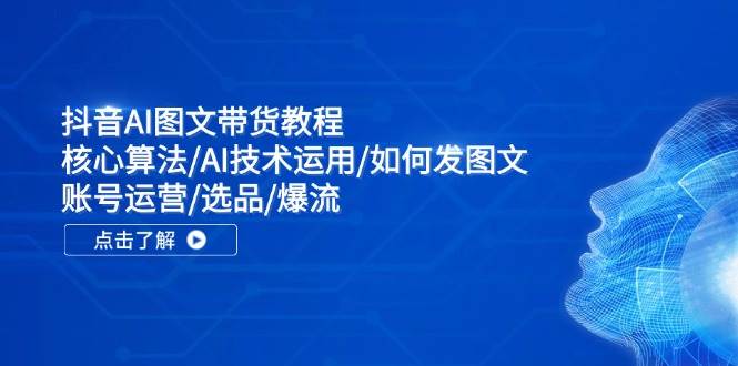 抖音AI图文带货教程：核心算法/AI技术运用/如何发图文/账号运营/选品/爆流倾城领域-倾城领域
