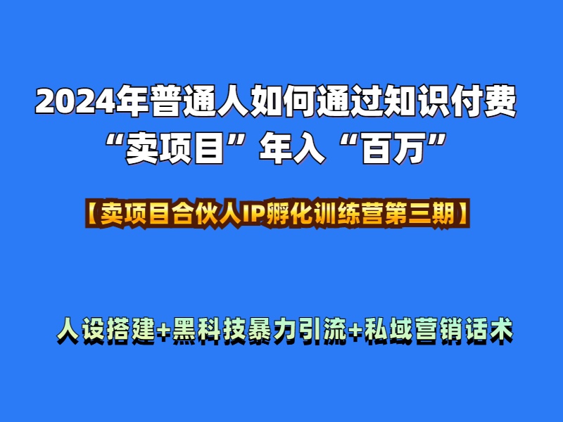 2024年普通人如何通过知识付费“卖项目”年入“百万”人设搭建-黑科技暴力引流-全流程倾城领域-倾城领域