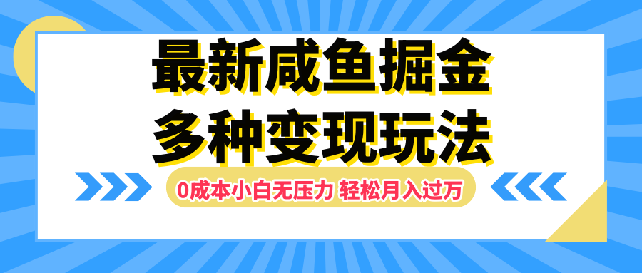 最新咸鱼掘金玩法，更新玩法，0成本小白无压力，多种变现轻松月入过万倾城领域-倾城领域