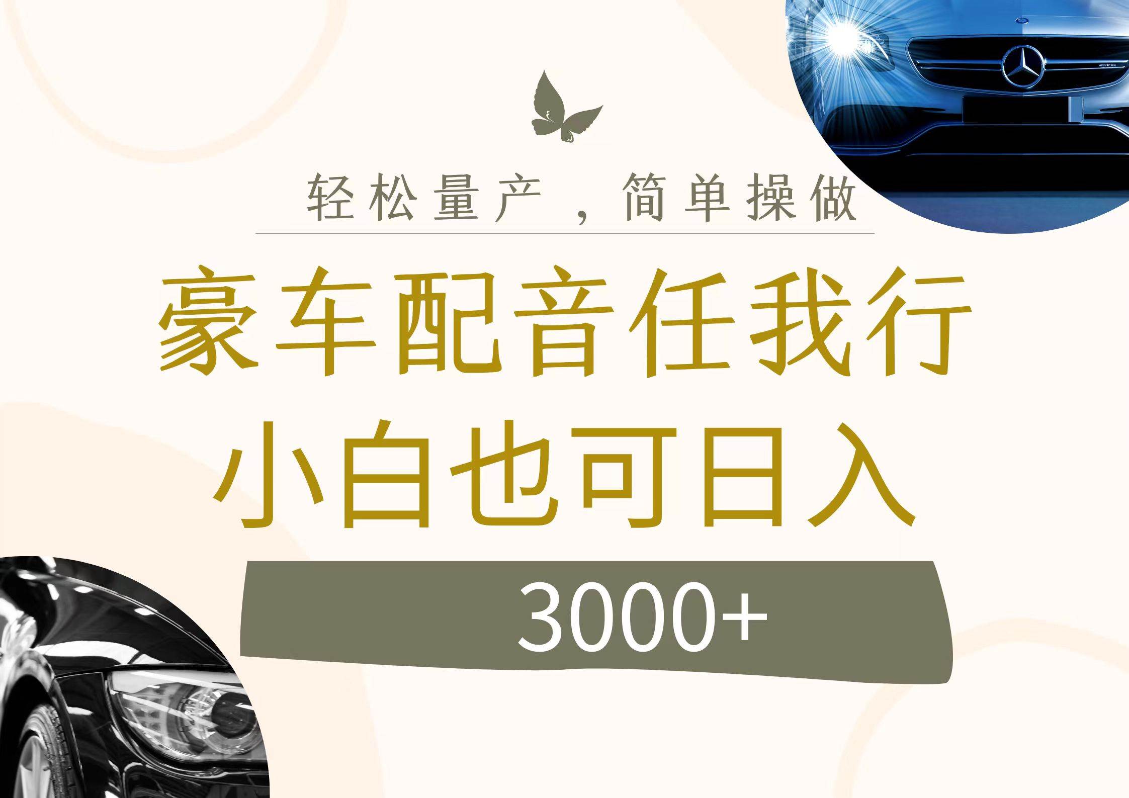 不为人知的暴力小项目，豪车配音，日入3000+倾城领域-倾城领域
