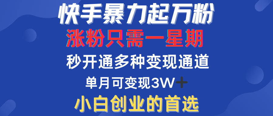快手暴力起万粉，涨粉只需一星期！多种变现模式倾城领域-倾城领域
