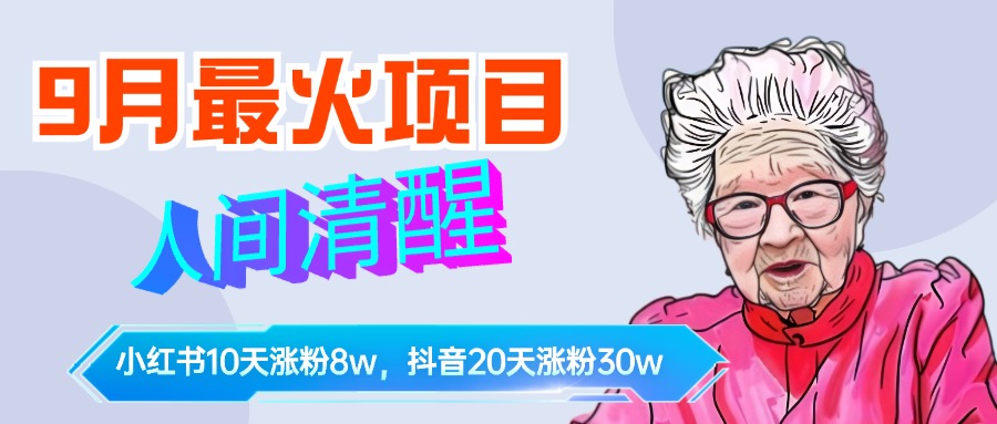 9月最火项目，人间清醒柒奶奶，10天小红薯涨粉8w+，单篇笔记报价1400.倾城领域-倾城领域