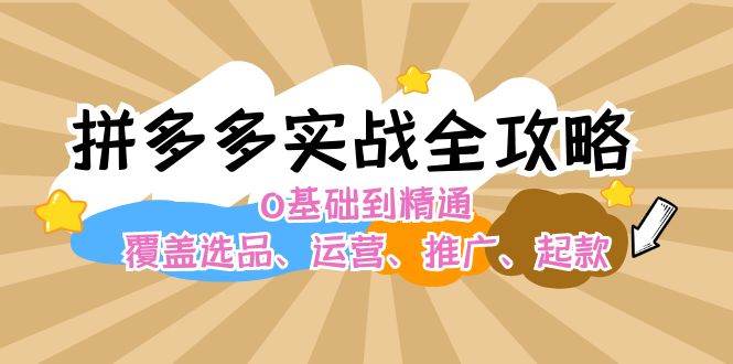 拼多多实战全攻略：0基础到精通，覆盖选品、运营、推广、起款倾城领域-倾城领域