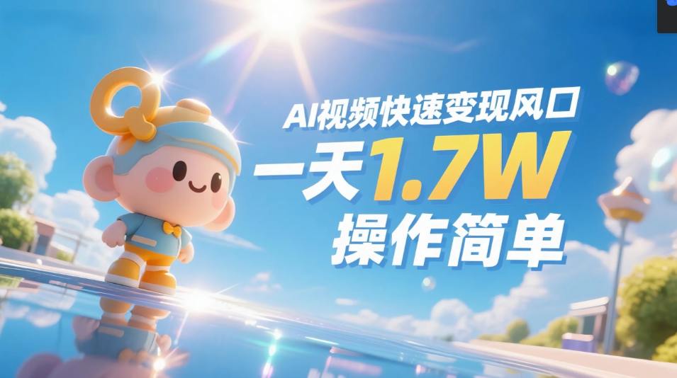 《Ai视频变现风口，一天1.7W，收入无上限，操作简单》倾城领域-倾城领域