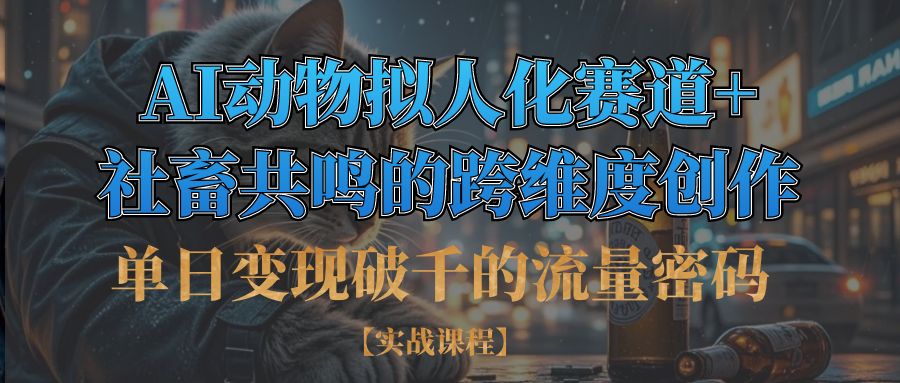 单日变现破千的流量密码,AI动物拟人化赛道+社畜共鸣的跨维度创作倾城领域-倾城领域