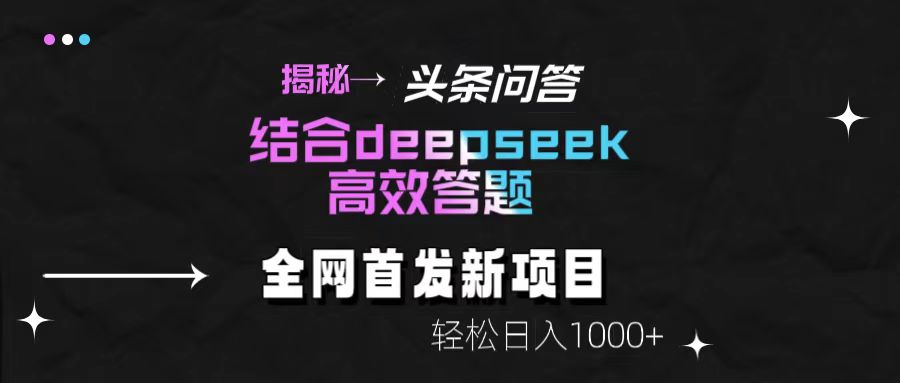 揭秘头条问答新玩法！结合deepseek高效答题，轻松日入1000+倾城领域-倾城领域