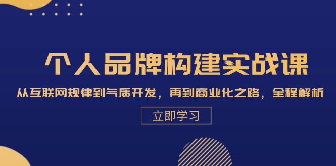 个人品牌构建实战课：从互联网规律到气质开发，再到商业化之路，全程解析倾城领域-倾城领域