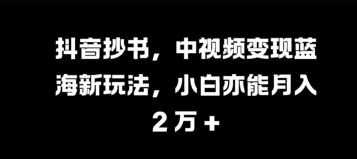 抖音抄书，中视频变现蓝海新玩法，小白亦能月入 过W【揭秘】倾城领域-倾城领域