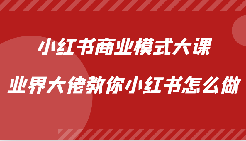 小红书商业模式大课，业界大佬教你小红书怎么做【视频课】倾城领域-倾城领域