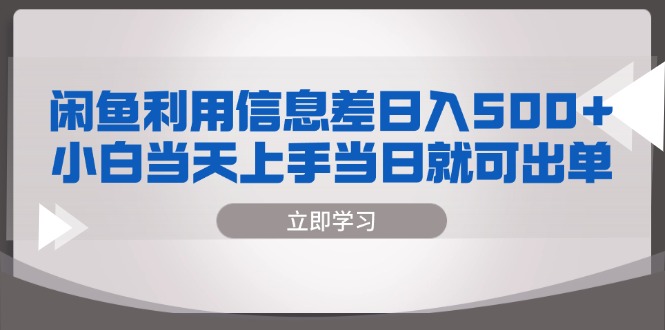 闲鱼利用信息差 日入500+  小白当天上手 当日就可出单倾城领域-倾城领域