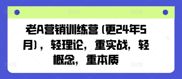 老A营销训练营(更24年10月)，轻理论，重实战，轻概念，重本质倾城领域-倾城领域