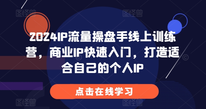 2024IP流量操盘手线上训练营，商业IP快速入门，打造适合自己的个人IP倾城领域-倾城领域