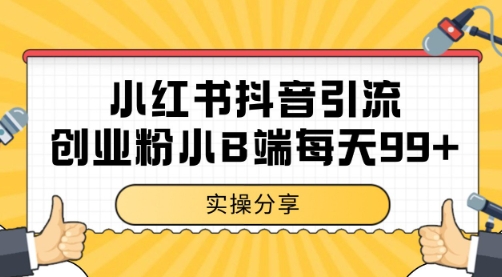 小红书抖音创业粉，小B端粉自热 日引99+的一个玩法【揭秘】倾城领域-倾城领域
