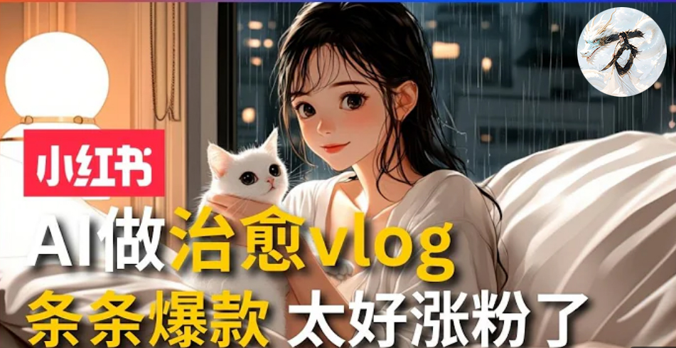 AI治愈系vlog动画视频，小红书1个月轻松涨粉破万，商单报价1500+日入2000+倾城领域-倾城领域