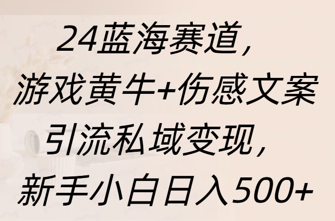 24蓝海赛道，游戏黄牛+伤感文案引流私域变现，新手日入500+倾城领域-倾城领域