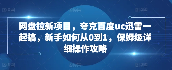 网盘拉新项目，夸克百度uc迅雷一起搞，新手如何从0到1，保姆级详细操作攻略倾城领域-倾城领域