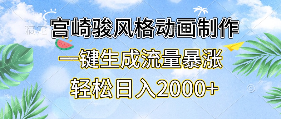 宫崎骏风格动画制作，一键生成流量暴涨，轻松日入2000+倾城领域-倾城领域