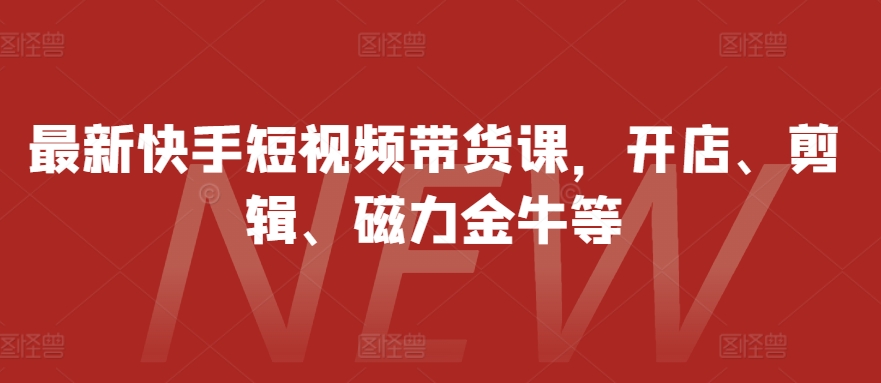最新快手短视频带货课，开店、剪辑、磁力金牛等倾城领域-倾城领域