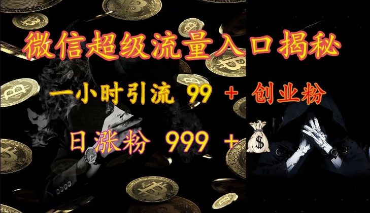 微信超级流量入口揭秘：一小时引流 99 + 创业粉，日涨粉 999 +倾城领域-倾城领域