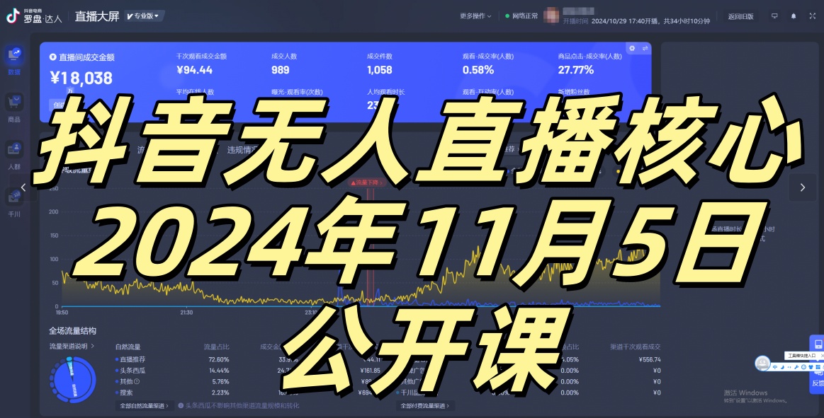 抖音无人直播核心公开课，咸鱼翻身小白可做带有睡后收入月入过万太简单【揭秘】倾城领域-倾城领域