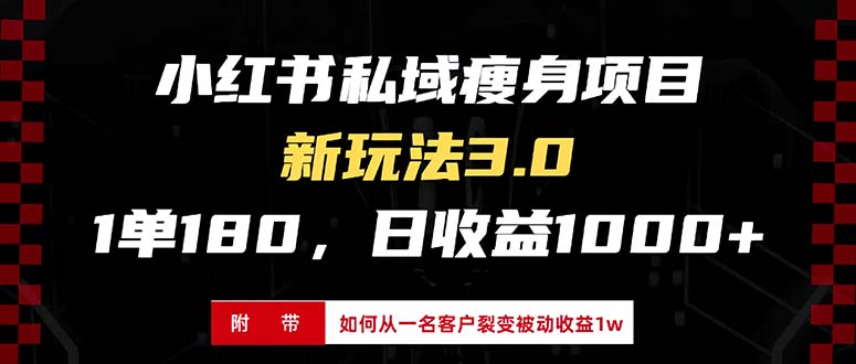 小红书瘦身项目3.0模式，新手小白日赚收益1000+(附从一名客户裂变收益...倾城领域-倾城领域