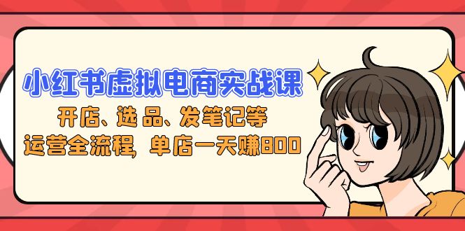小红书虚拟电商实战课：开店、选品、发笔记等运营全流程，单店一天赚800倾城领域-倾城领域