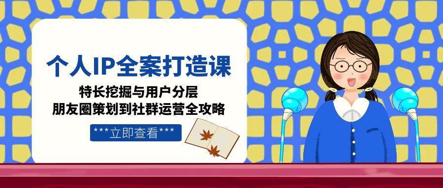 个人IP全案打造课，特长挖掘与用户分层，朋友圈策划到社群运营全攻略倾城领域-倾城领域