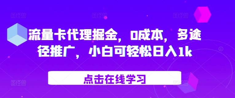 流量卡代理掘金，0成本，多途径推广，小白可轻松日入1k倾城领域-倾城领域