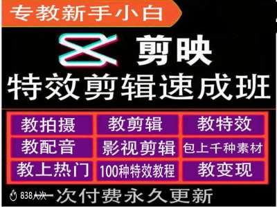 剪映特效教程和运营变现教程，特效剪辑速成班，专教新手小白倾城领域-倾城领域