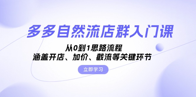 多多自然流店群入门课，从0到1思路流程，涵盖开店、加价、截流等关键环节倾城领域-倾城领域