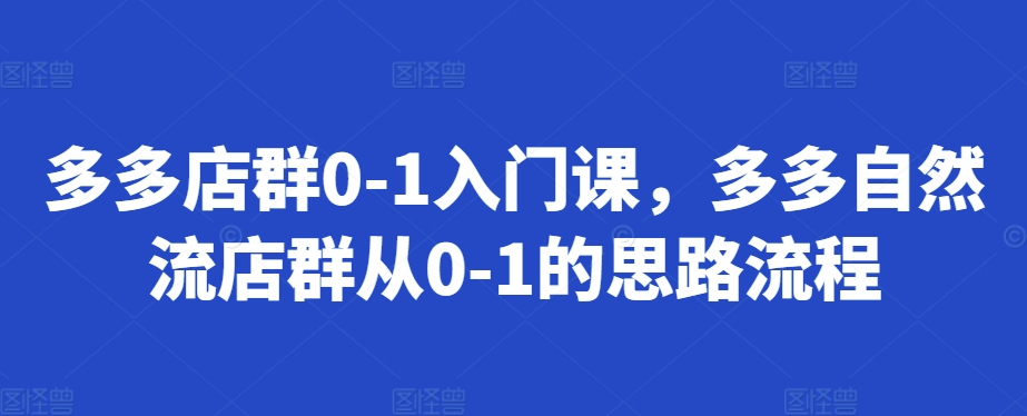 多多店群0-1入门课，多多自然流店群从0-1的思路流程倾城领域-倾城领域