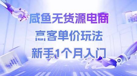 咸鱼无货源电商，高客单价玩法，新手1个月入门倾城领域-倾城领域