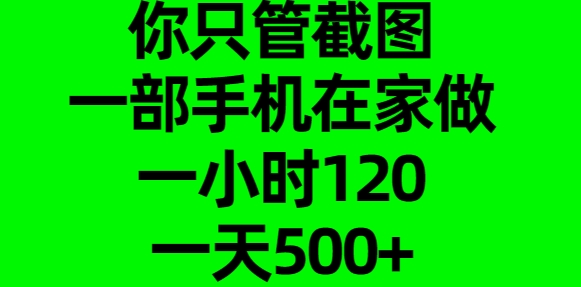 你只管截图，一部手机在家做，一小时120，一天500+倾城领域-倾城领域